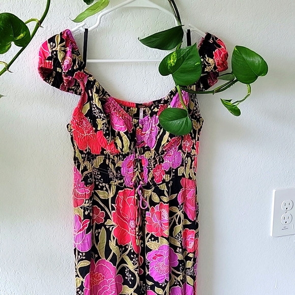 Free People Rolling Hills Jumpsuit In Black Floral size small - Picture 3 of 8